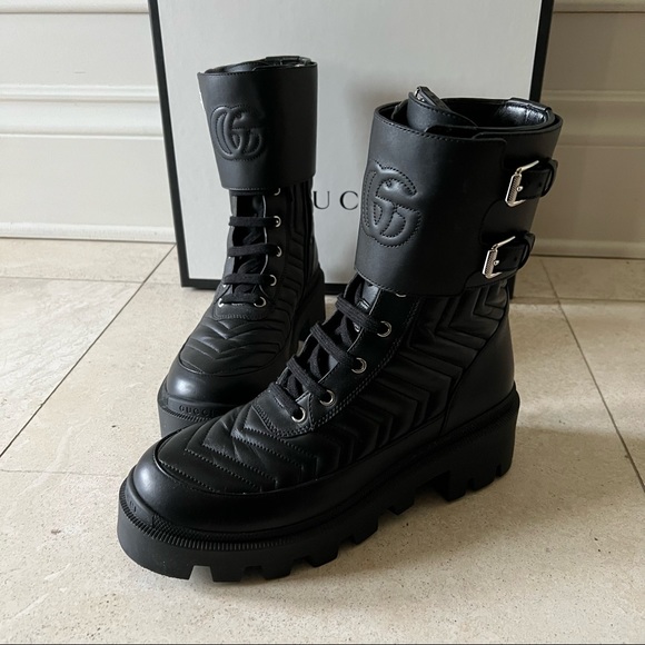 SOLD-GUCCI interlocking G combat boots 38.5 with box - Picture 2 of 8